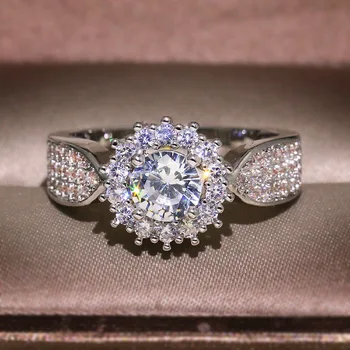 Hot predaj luxusný kolo reálne 925 sterling silver Dieťa Dych zásnubný prsteň pre ženy lady výročie darček šperky R5617