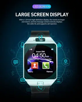 DZ09 Dotykový Displej Smart Hodinky 2020 Fotoaparát, Bluetooth Náramkové hodinky Relogio SIM Karty Muži Ženy Business Smartwatch amazfit