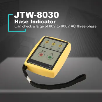 JTW-8030 Prenosné 3 Sled fáz Meter Multimeter Prítomnosť Otáčania Tester Fáze Indikátor Detektor Meter LED Bzučiak