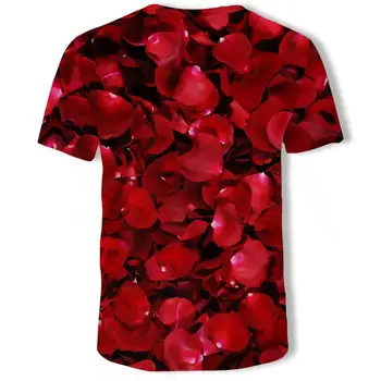 2019 Lete Nové Muži Ženy Mikina 3D Tlač Milujú Krásne Ruže Kvet T Shirt Bežné Krátky Rukáv Harajuku Pulóver