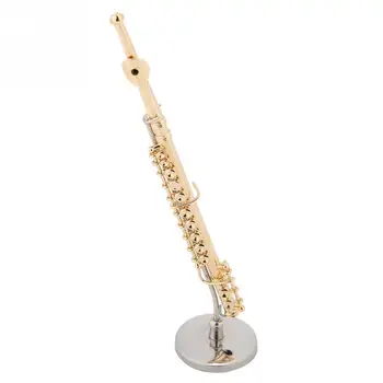 Európskeho Miniatúrne Flauta Replika so Stojanom a v Prípade Pozlátené Nástroj Model Hudobné Ozdoby Domov Fidurines Na Darčeky