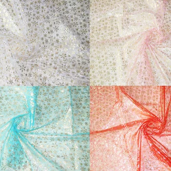 Snowflake organza textílie žiariace srdce lesk tylu strán, svadby, narodeniny dekorácie textílie