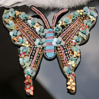 Veľké sequined motýľ Patch korálkové motýľ nášivka handričkou s späť dekorácie DIY oblečenie