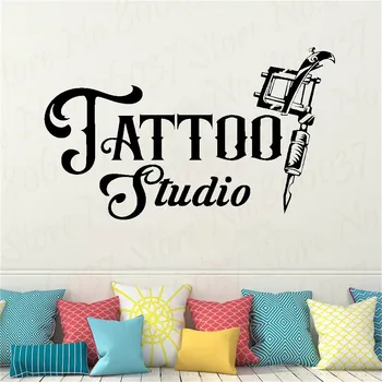Tattoo Studio Stenu Kotúča, Obývacia Izba Módny Štýl Domáce Dekorácie v Pohode Vinyl Salón Krásy Okno Logo Vymeniteľné Nálepky WL1969