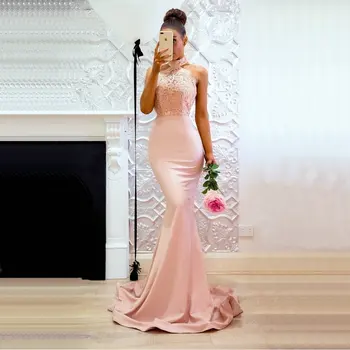 2019 Sexy Backless Večerné Šaty s vlakom morská víla čipky formálnej strany šaty Nový rok tenké telo party šaty Vestido De Noiva
