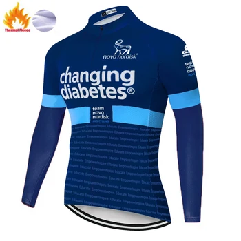 2020 maillot ciclismo invierno hombre Modrá ZMENA tím cyklistika dres Zimné Thermal Fleece Bicykel MTB dlhý rukáv maillot