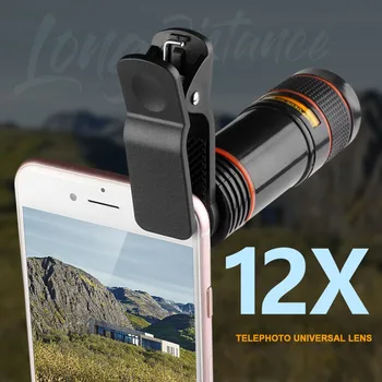 Nový Štýl Čierna Biela ABS Flexibilné 12X Optický Zoom Ďalekohľad, Mobilný Telefón Objektív, Univerzálny Klip pre iPhone X Xiao Samsung