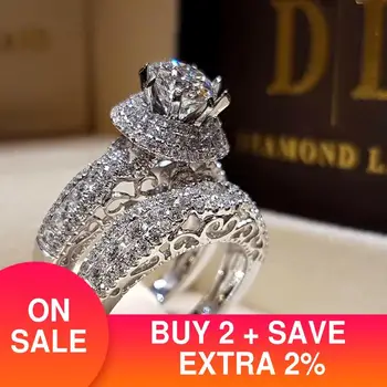 2021 nové luxusné halo 925 Sterling Silver prsteň pre ženy lady výročie gift drop shipping Čierny piatok R5080