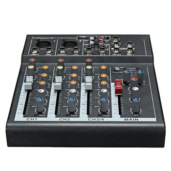 LEORY Karaoke Mixér Odbornej 4 Kanálové Audio Studio Mixing Console Digitálny Zosilňovač Mini Mikrofón, Zvuk, zvukový Pult Zvuková Karta