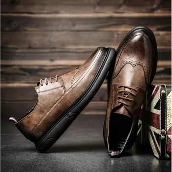 Nový Príchod Retro Bullock Dizajn Mužov Klasické Obchodné Formálne Topánky Ukázal Prst kožené topánky Mužov Oxford Šaty Topánky loi9