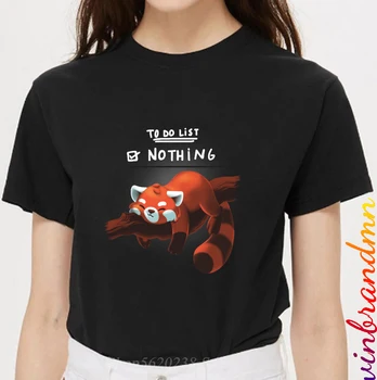 Paródia Módne letné Červená panda Do Zoznamu Nič tričko Ženy Zábavné Kawaii Panda T-shirt Camiseta Mujer Roztomilý Racoon Tričko