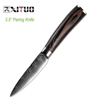 XITUO 4 KS Nerezových Kuchynských Nožov Nastavte Laser Damasku Vzor Nože 8