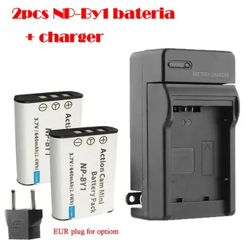 NOVÉ 2 ks NP-BY1 batérie NP BY1 Mini akcia fotoaparát batérie +domáca nabíjačka pre HDR-AZ1,AZ1VR,AZ1VB,AZ1VW.batérie