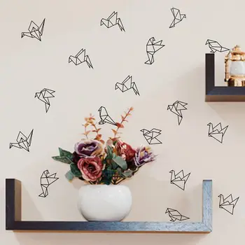 Geometrické Origami Vtákov Stenu Škôlky Art Decor , Geometrické Lietajúce Vtáky Samolepiek Na Stenu, Obývacia Izba Moderné Steny Výzdoba