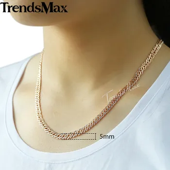 Trendsmax Šperky Set Náramok, Náhrdelník Pre Ženy 585 Rose Gold Naplnený Žien Náramok Benátskej Reťazí Náhrdelník 5mm KGS280