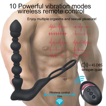Muž masáž prostaty análne korálky plug automatické vykurovanie vibrátor oneskorenie ejakulácie krúžok diaľkové ovládanie dospelých sexuálnu hračku pre homosexuálov