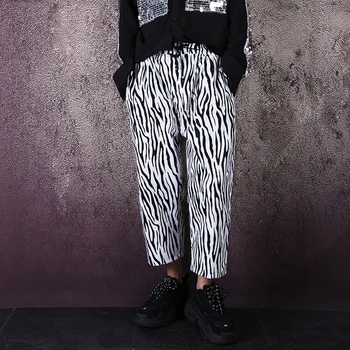 Muži Zebra Vzor Voľné Bežné Širokú Nohu Hárem Nohavice Muž Ženy Streetwear Hip Hop Nohavice Joggers Tepláky Členok-dĺžka Nohavice