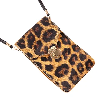 Fashional Crossbody Mobilný Telefón Taška Dotyku Dizajn PU Transparentné Leopard Tlač Peňaženky Pre Kľúče, Mince, Peniaze