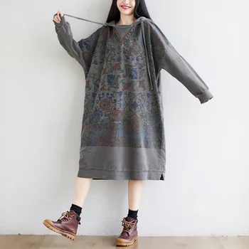 Plus veľkosť Nové 2021 Módne Etnickej Tlače Ženy Bavlna Maxi šaty dámske žena utierky t039
