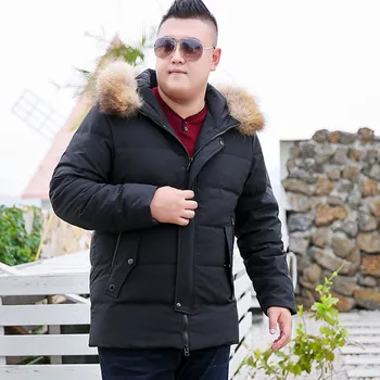 Farba Čierna Karamelová 2020 nové pánske plus veľkosť XL-10XL bavlna Kabát Mužov veľké kožušiny golier extra veľké dlhé bežné bunda s kapucňou