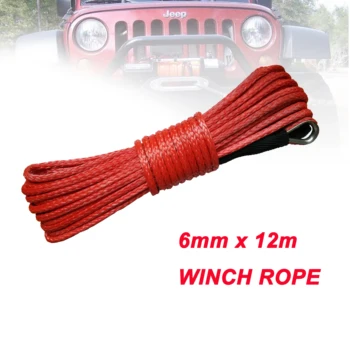 6 mm*12m syntetické naviják linky uhmwpe vlákniny lano s plášťom pre atv, utv auto príslušenstvo