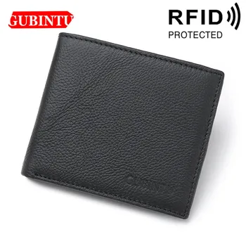 GUBINTU RFID pravej Kože Mužov Peňaženky Karty držiteľa Poznámka Priestoru Krátke Peňaženky Pevné Vysokej Kvality Značky Peňaženky Pre Mužov