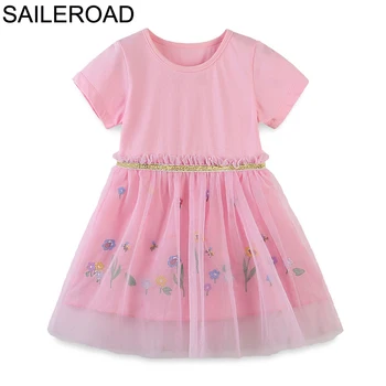 SAILEROAD 2-8 Rokov, Baby Girl Dress s Butterfly Princezná Krátky Rukáv Šaty Deti Letné Oblečenie pre Deti
