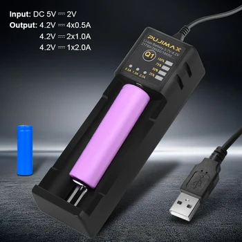 PUJIMAX 1 Slot 18650 Batériu, Nabíjačku S USB Micro Kábel Pre 26650 21700 14500 26500 22650 Li-ion Nabíjateľnú Batériu, Nabíjačku