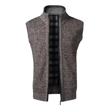 2020 Nové Pánske Zimné Vlnený Sveter Vesta Bez Rukávov Mens Pletené Vest Ladies Bunda Teplá Fleece Sweatercoat Plus Veľkosť