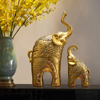 Zlato Moderné Zlato Slon Živice Domáce Dekorácie Príslušenstvo Remesiel pre Súsošie, Socha Ozdoby Matku a dieťa Obývacia izba