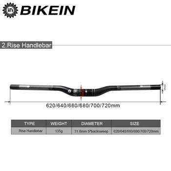 BIKEIN Ultralight 3 k Uhlíka Horský Bicykel Byt/Vzostup Riadidlá Cyklistické MTB Riadítka 31.8 mm Matný Čierny časti Bicyklov 135 g