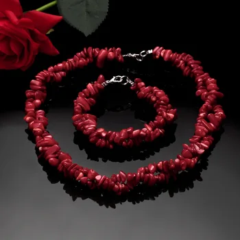 Nigérijský Svadobné Afriky Korálky Šperky Nastavuje kameň Náhrdelníky Sady červená Farba Šperky Set Svadobné Doplnky, Párty