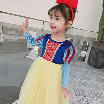 Disney Deti Šaty pre Dievčatá Snow White Princezná Šaty Vianoce, Halloween detské Oblečenie Elegantné Mrazené Oka Velvet 1937