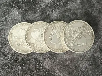Štyri v Jednom Morgan Dolár Nastaviť Medi J. C Magic Mince Kúzla Ilúzie Mince Zobrazujú/Zmiznúť Skákanie zblízka Magický Trik