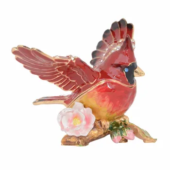 Kardinál Vták Trinket Box Smaltované Závesné Šperky Box Cín Ornament Kreatívne Darčeky Vták Figúrka Krúžok Náhrdelník Držiteľ