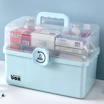 Multi-Layer Prenosné Prvej Pomoci Box Úložný Box Plastový Multifunkčné Domáce Tiesňové Medicíny Tool Box S Rukoväťou