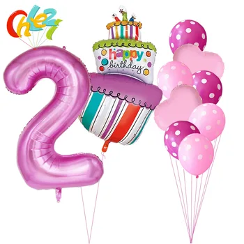 40 palcový, Ružové a Modré Číslo 1 2 3 4 5 rok Narodeninovú tortu Balóny Dieťa, Chlapec, Dievča, 1. Strana Dekor Dodávky Dot latex hélium globos