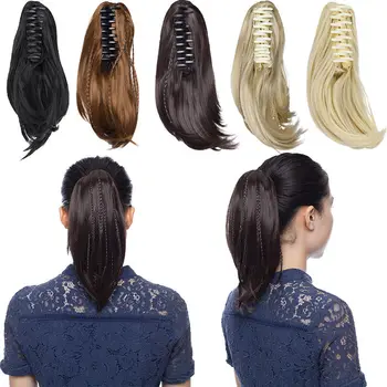 S-noilite 4 typy pazúr klip na cope, predlžovanie vlasov syntetické chvost čierne vlasy hnedé blondína copu vlasy hairpiece pre ženy