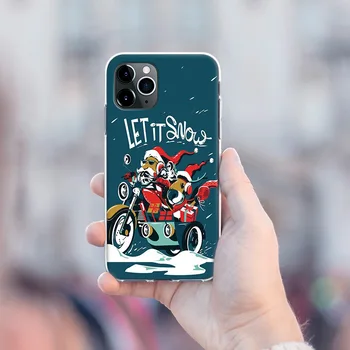 CASEIER Tvorivé Vianočné púzdra Pre iPhone 12 11 Pro X XS XR Santa Koni Motocykel Zadný Kryt Telefónu púzdra Pre iPhone 7 8 Plus