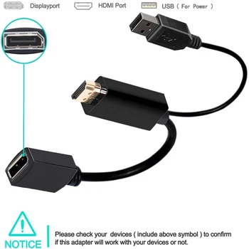HDMI / DisplayPort Converter Adaptér Kábel s USB Power 4K HDMI DP Adaptér pre HDMI Vybavené Systémy