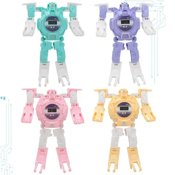 Príručka Transformáciu Robota Hračky Dieťa Cartoon Náramkové Hodinky Hračky Elektronické Robot Hodinky Pre Deti Puzzle Sledovať Deformovaný Robot Darček