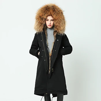 OFTBUY 2020 vetrovka Nad kolená zimná bunda ženy parkas mýval skutočné prírodné kožušiny golier kabát s kapucňou reálne teplé fox kožušinu podšívka