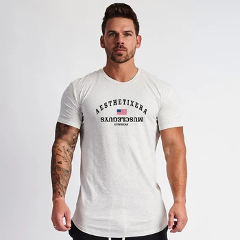 Mens T-shirt Svalov chlapci telocvične Spôsobilosť topy Kulturistika Cvičenie Oblečenie Bavlna Muscleguys T Košele plus veľkosť M-2XL