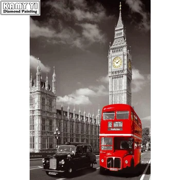 DIY Diamond Maľovanie Červená London Bus Dekoratívny Obraz Drahokamu Mozaiky Cross Stitch diamantovým Vzorom 5D Diamond Výšivky