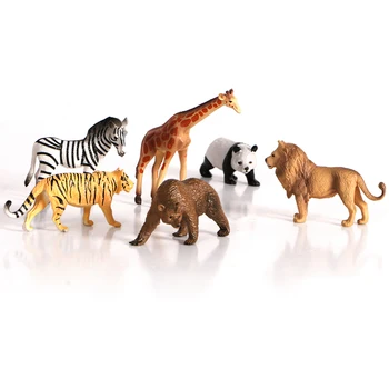 6pcs/súbor Lesných zvierat modely série Farmy wild zoo Tiger, Lev Panda nastaviť deti hračky akcie obrázok plastová Bábika Kolekcie Hračka Darček