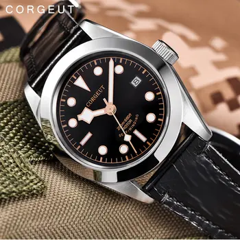 Corgeut 41mm Automatické Mechanické Hodinky Mužov Luxusné Značky Vojenské Svetelný Diver Kalendár Hodiny Kožený Remienok Muž Náramkové hodinky
