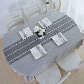 Dlhý oválny obrus obrus, tkaniny bavlnené a ľanové malé čerstvé domáce oválny konferenčný stolík handričkou