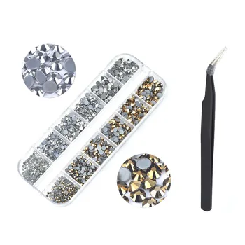 1728Pcs Crystal AB Diamanty 3D Nail Art, Ozdoby Drahých Kameňov S Tweezer Na Nechty Drahokamu Dekorácie
