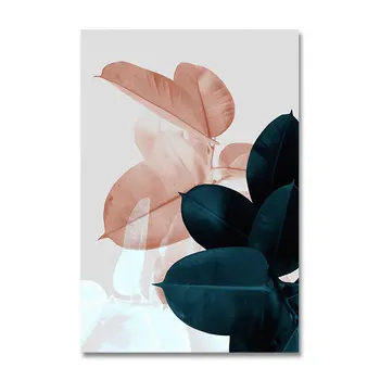 Nordic Moderné Abstraktné Ružové Kvety, Zelené Rastliny, Plagáty A Vytlačí Plátno maľovať Obrázky Cuadros pre Domáce Miestnosti dekorácie