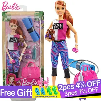 Pôvodné Barbie Fitness Bábika s Šteňa a Príslušenstvo Kĺbov Presunúť Bábika Dievčatá, Hračky pre Deti Boneca Znovuzrodené Dieťa Juguetes
